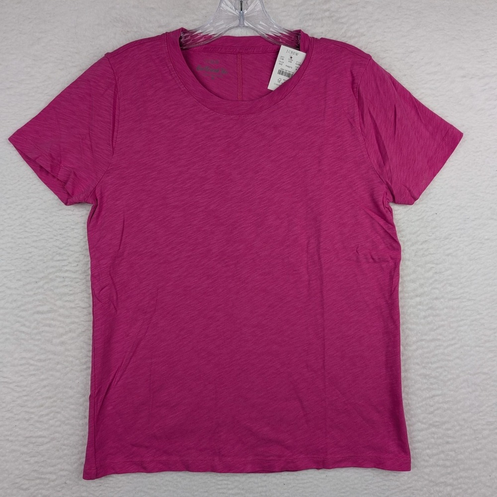 NWT J Crew Girlfriend Tee Women's Medium Pink Slub Cotton Short Sleeve